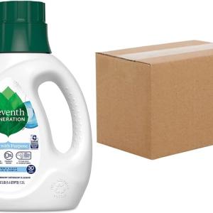 Seventh Generation natural liquid laundry detergent, fragrance free, 45 oz bottle, 6/carton