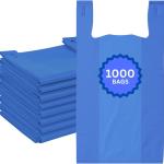 ASSUREPAK Easy Open - 1000 Bags- Colored Unprinted HDPE T-Shirt Bags - 1/6 BBL 11.5"X6"X21" - 13 microns - Blue - LOOP-BLUE-EO