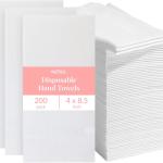 Prestee 200 Disposable Paper Hand Towels That Feel Like Linen Napkins, 2-Ply - Guest Towels, Wedding Paper Napkins, Disposable Napkin for Guest Bathroom, Parties, Dinners, Events (White)