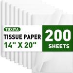 200 Sheets White Tissue Paper, 14" X 20" Tissue Papers Bulk for Christmas Wedding Birthday Showers Valentine's Day Flower Decoration, Tissue Paper for Gift Bags, Crafts, Packaging, Storage, Art