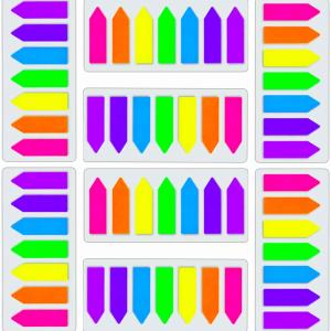 Sticky Notes Flags 1120 Pcs, 7 Color Index Tabs Index Flag Bright Colors Page Index Stickers Translucent Page Makers for Page Bookmarks (Arrows)