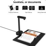 VIISAN 16MP Portable Document Scanner Camera, A4 Capture, USB Document Camera with Deskewing, Multi-Page Scanning, Pocket Book Scanning, OCR & TTS, Compatible with Windows & macOS