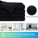 HOMEXCEL Black Microfiber Cleaning Cloth, 12 Pack Premium Microfiber Towels for Cars, Lint Free, Scratch-Free, Highly Absorbent, Reusable Cleaning Rags for Car, Household, Kitchen, Window, 11.5"X11.5"