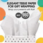 Crown Display White Tissue Paper for Gift Bags White Tissue Paper Bulk - 960 Sheets 20" X 30" 10lb Newsprint for Packing, Birthday Gift Box Filler, Packing Supplies for Moving Supplies