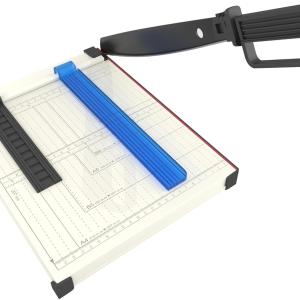 Paper Cutter, 12" Cut Length Guillotine Trimmer, Paper Cutting Board with 10 Sheet Capacity Papers, Metal Base Papers Slicer with Safety Guard for Classroom Office Home Cardstock Crafts & Photo