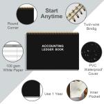 Accounting Ledger Book - A5 Ledger Book for Bookkeeping, Small Businesses & Personal Use, Expense Tracker Notebook for Tracking Money, Expenses, Deposits & Balance, 8.5" x 5.8", Black