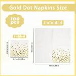 100Pcs White and Gold Cocktail Napkins, 6.5 Inch Gold Dots Disposable Dinner Paper Napkins for Party Wedding Birthday Bar Holiday Gruation Christmas