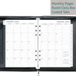 Fan&Ran 2026 Zipper Planner Organizer, Daily and Monthly Planner Refills with Simulated Leather Cover, A5, Black