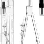 2 Pack Student Metal Compass Set for Geometry with Extra Le Refills, Math Compass, Compass Drawing Tool, Drafting Compass for Students, Compass for Office School Supplies and Woodworking (2)
