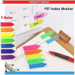 Sticky Notes Flags 1120 Pcs, 7 Color Index Tabs Index Flag Bright Colors Page Index Stickers Translucent Page Makers for Page Bookmarks (Arrows)