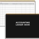 Accounting Ledger Book - A5 Ledger Book for Bookkeeping, Small Businesses & Personal Use, Expense Tracker Notebook for Tracking Money, Expenses, Deposits & Balance, 8.5" x 5.8", Black