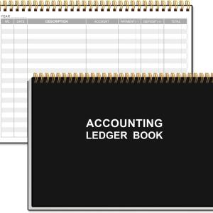 Accounting Ledger Book - A5 Ledger Book for Bookkeeping, Small Businesses & Personal Use, Expense Tracker Notebook for Tracking Money, Expenses, Deposits & Balance, 8.5" x 5.8", Black