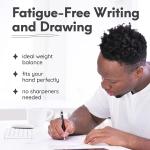 MozArt Mechanical Pencil Set with Case - 4 Sizes: 0.3, 0.5, 0.7 & 0.9mm with 30 HB Le Refills Each & 4 Eraser Refills -Sketch, Drafting, Art, Drawing Supplies (Black)