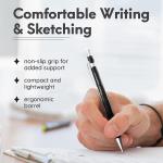 MozArt Mechanical Pencil Set with Case - 4 Sizes: 0.3, 0.5, 0.7 & 0.9mm with 30 HB Le Refills Each & 4 Eraser Refills -Sketch, Drafting, Art, Drawing Supplies (Black)