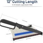 Paper Cutter, 12" Cut Length Guillotine Trimmer, Paper Cutting Board with 10 Sheet Capacity Papers, Metal Base Papers Slicer with Safety Guard for Classroom Office Home Cardstock Crafts & Photo