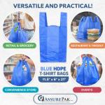 ASSUREPAK Easy Open - 1000 Bags- Colored Unprinted HDPE T-Shirt Bags - 1/6 BBL 11.5"X6"X21" - 13 microns - Blue - LOOP-BLUE-EO