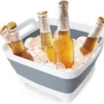 2.4 Gal(9L) Collapsible Dish Basin with Drain Plug,Space Saving Multiuse Foldable Sink Tub,Dishpan,Kitchen Sink for Camping,Plastic Tub,Vegetable Washing,Beverage Tubs