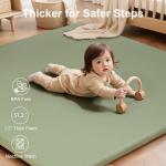 Baby Play Mat for Floor,50x50 Playpen Mat,Non-Slip Leather&Thick Foam Floor Cushion,Removable Waterproof Cover,Easy Care for Baby Crawling,Toddler,Kids,Tummy Time（Sage Green)