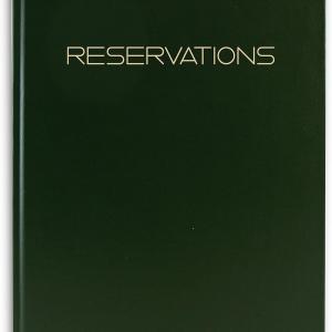 BookFactory Restaurant Reservations Book, 365 Day Table/Dinner Reservations 408 Pages, 8 7/8'' x 13 1/2'' Green Imitation Leather, Section Sewn Hardbound (Me in USA)
