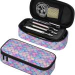 Mermaid Pencil Case for Girls and Kids Cute Pen Box Pouch Large pencil bag with Double Zipper, Portable Pencil Pouch for School Office Supplies