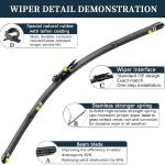 3 Wiper Bles Replacement for Ford Explorer 2011-2018 2019 2020 2021 2022 2023 2024,Original Equipment Replacement Front and Rear Windshield Wiper Ble - Pinch Tab 26"/22"/11" (Set of 3)