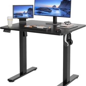 Electric Standing Desk justable Height, 32x20 Inches Sit Stand up Desktop for Home Office, Ergonomic Rising Computer Table with Memory Preset, Black