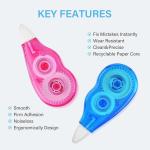 Mini Cute Correction Tape, 13.12ft, 6-Count Pack, Easy to Use, Dry Instant Tear-Resistant and Silent, School Office Supplies, Pink Purple Blue Green Orange Yellow
