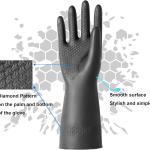 Chemical Resistant Latex Gloves,Cleaning Protective Safety Work Heavy Duty Rubber Gloves, S-M-L-XL Size, Black 1 Pair