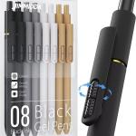 8Pcs Black Gel Pens - 0.7mm Medium Point Black Ink Pens | Smooth Writing - Quick Drying Retractable Pen for Men Women (Classic - 8Pcs)