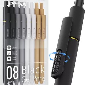 8Pcs Black Gel Pens - 0.7mm Medium Point Black Ink Pens | Smooth Writing - Quick Drying Retractable Pen for Men Women (Classic - 8Pcs)