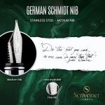 Scriveiner British Racing Green Fountain Pen - Stunning Luxury Pen with Chrome Finish, Schmidt Nib (Medium), Best Pen Gift Set for Men & Women, Professional, Executive, Office, Nice Pens