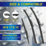 5 PLUS® Silicone Windshield Wiper Bles Replacement for 2024 2023 2022 2021 2020 2019 SUBARU Forester Wiper Bles(Set of 3),Automotive Replacement Windshield Wiper Bles-26"/17"/14"