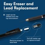 MozArt Mechanical Pencil 0.7mm Set with Case - With 2 x 30 HB Le Refills, Eraser Pen With Refills -Sketch, Architecture, Drafting, Art, Drawing Supplies, Metal Mechanical Pencils