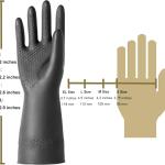 Chemical Resistant Latex Gloves,Cleaning Protective Safety Work Heavy Duty Rubber Gloves, S-M-L-XL Size, Black 1 Pair
