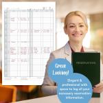 BookFactory Restaurant Reservations Book, 365 Day Table/Dinner Reservations 408 Pages, 8 7/8'' x 13 1/2'' Green Imitation Leather, Section Sewn Hardbound (Me in USA)