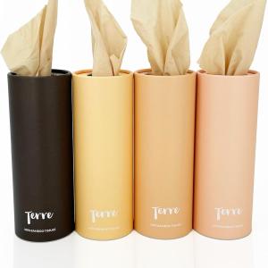 Terre Bamboo Car Cylinder Tissues, 3-Ply, Unbleached, Refillable, 4 Pack (200 Sheets Total), FSC-Certified, Car Tissue Holder with Facial Tissues, Tree-Free, Eco-Friendly, Strong & Sustainable