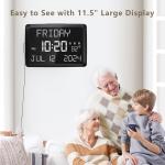 Raynic Digital Clock, 11.5" Large Display Calendar Clock with Day and Date, Indoor Temperature, justable Brightness, Snooze,12/24H, DST for Home, Office, Elderly
