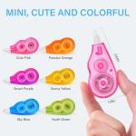 Mini Cute Correction Tape, 13.12ft, 6-Count Pack, Easy to Use, Dry Instant Tear-Resistant and Silent, School Office Supplies, Pink Purple Blue Green Orange Yellow