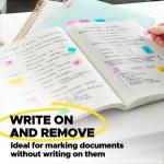 Post-it Flags, 60/On-The-Go Dispenser, .94 in Wide, Alternating Electric Glow Collection (680-EG-ALT)