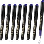 EYEYE Fountain Pens for Writing, 8 Pack Blue Fine Point Pens Disposable Fountain Pens Stainless Steel Nib, Smooth Writing for Journaling, Drafting, Sketching, Doodling & Office Supplies