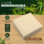 Weemium Compostable Napkins Disposable - FSC Certified - Pack of 300, 2-Ply - 5 x 5 Inch Folded - Post-Consumer Recycled Materials - Biodegrable & Highly Absorbent Paper Napkins for Lunch & Dinner