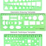 11PCS Geometric Drawings Templates, Drafting Stencils Measuring Tools, BetyBedy Plastic Clear Green Ruler Shapes with a Zipper Bags for Architecture, Office, Studying, Designing and Building