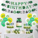 Garbage Truck 3rd Birthday Decorations Trash Truck 3rd Birthday Cake Cupcake Toppers Banner Garland Number 3 Foil Balloon for Waste Management Recycling Party Supplies