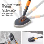 Tile Tub Scrubber Brush with 3 Different Function Cleaning Hes and 56" Extendable Long Handle-No Scratch Shower Scrubber for Cleaning Bathroom Kitchen Toilet Wall,Bathtub,Sink,Grey