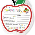 50Pcs Teacher Mail Notes to Parents, Happy Mail from Teacher, Brag Cards for Students Behavior Classroom Must Haves to Send Home for Preschool Kindergarten Elementary School Supplies (Apple)