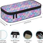 Mermaid Pencil Case for Girls and Kids Cute Pen Box Pouch Large pencil bag with Double Zipper, Portable Pencil Pouch for School Office Supplies