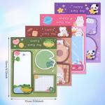 4 Pack Sticky Notes Kawaii Animal Posted Notes Set 240 Sheets Animals Shape Markers Flags Self-Stick Memo Ps Kawaii Small Self-Stick Note P for Office Roommates Home Kids Students