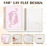 Qabliqo Pink Two Cheetahs Spiral Notebooks, Preppy Leopard Journals for Writing, Trendy Cheetah Print Journal, Girly Office Supplies, Aesthetic Pink Leopard Notebook for Note Taking, 5.5x8.3 Inch