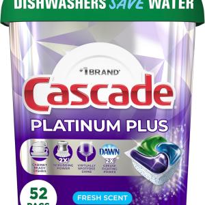 Casce Platinum Plus Dishwasher Pod, Dish Detergent ActionPacs, Dishwasher Detergent, Fresh, 52 Count
