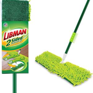 Libman 18" 2-Sided Microfiber Dust Mop, Double Sided Dry Wet Mops for Floor Cleaning, Hardwood, Laminate, Tile Cleaner, 360 Degree Swivel He, 49” Long Handle